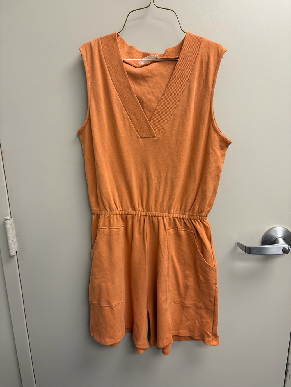 Zenana Outfitters Orange V-Neck Sleeveless Romper